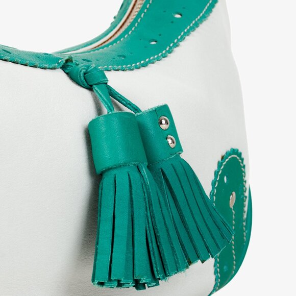 Burberry Shades of Green Vintage Brogue Hobo Shoulder Bag - Picture 10 of 14